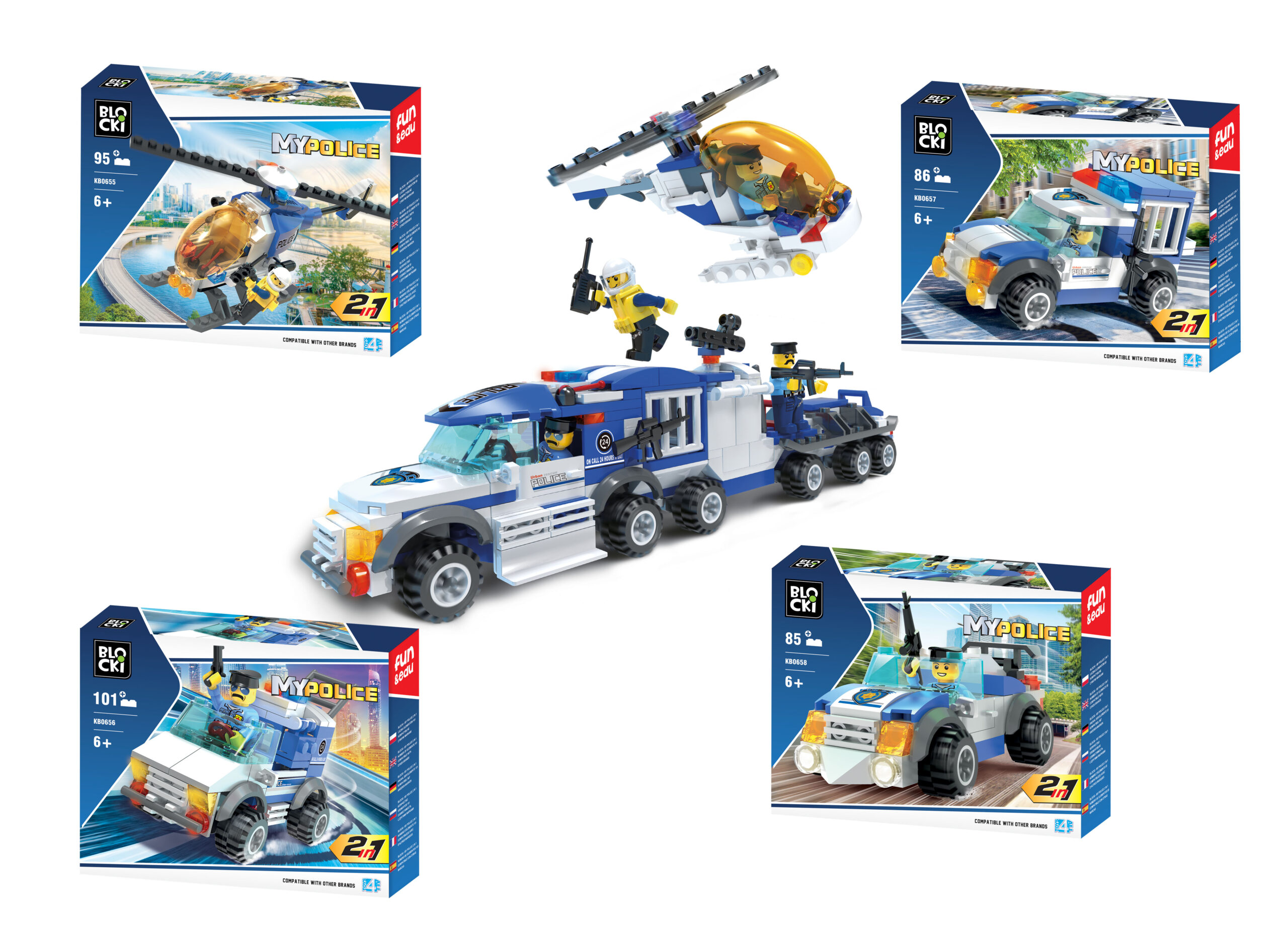 Blocki-Police-Bundle.jpg Blocki My Police 2in1 Set Modell Nr. KB0655 - KB0658 – Bild 1