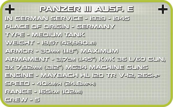 Cobi Panzer III AUSF. E Modell 2523 – Bild 12
