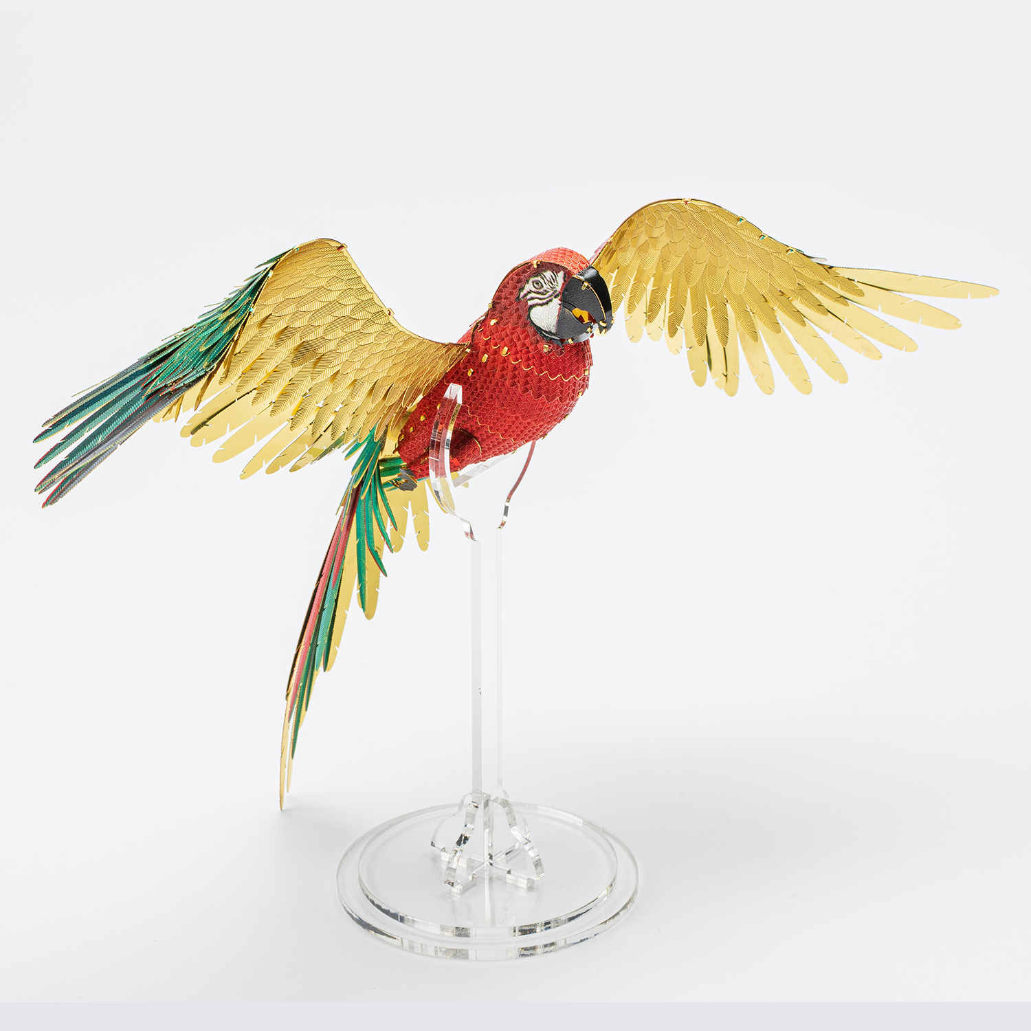 P118-NBR-1.jpg Piececool 3D Metallpuzzle Scarlet Macaw Modell Nr. P118-NBR – Bild 1