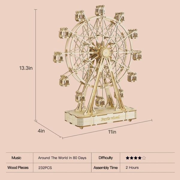 Robotime Rolife Ferris Wheel Riesenrad Spieluhr Modell Nr. TGN01 – Bild 4