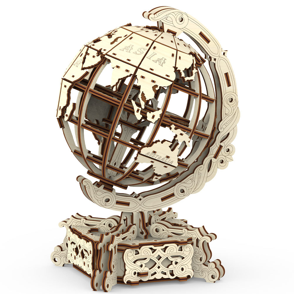 Globe-1.jpg Wooden City 3D Holzpuzzle Globus mit Geheimfach Modell Nr. WR341 – Bild 1