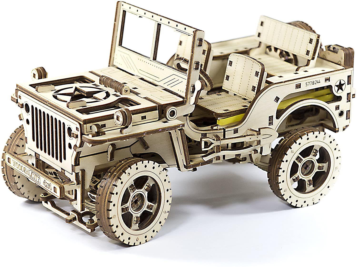 Jeep.jpg Wooden City 3D Holzpuzzle 4x4 Jeep Modell Nr. WR309 – Bild 1