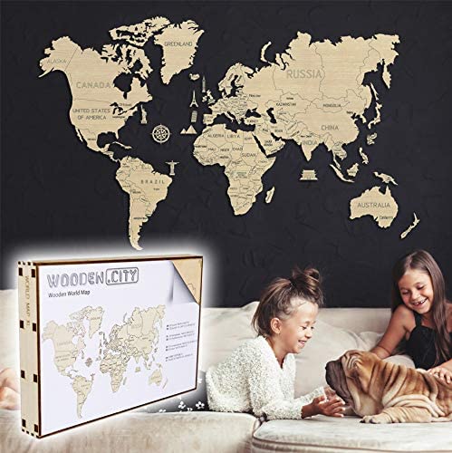 World-Map-6.jpg Wooden City Weltkarte World Map XL 80 x 120cm aus Holz Modell Nr. WM503 – Bild 1