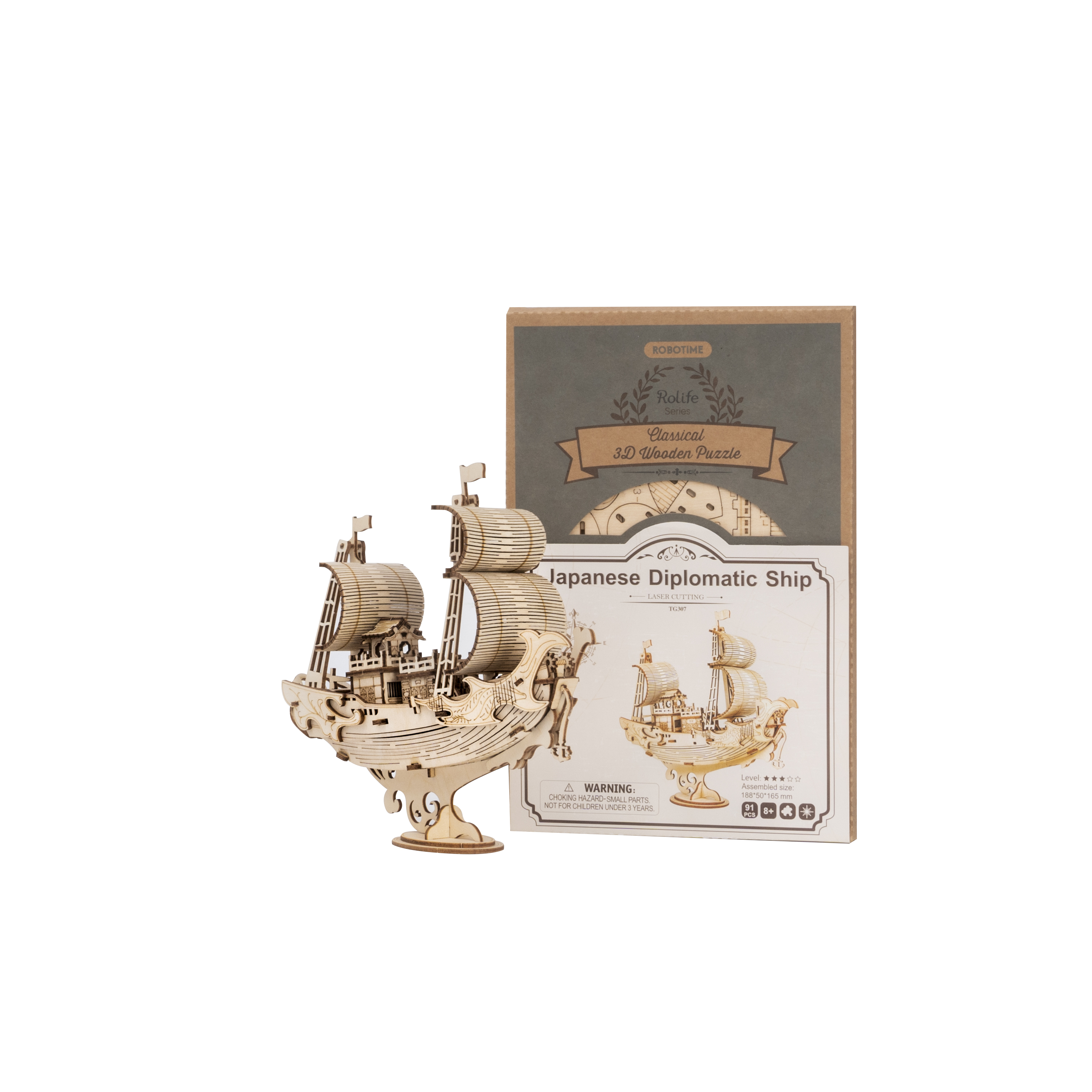 Robotime Rolife 3D Holzpuzzle japanisches Schiff Modell Nr. TG307 – Bild 2