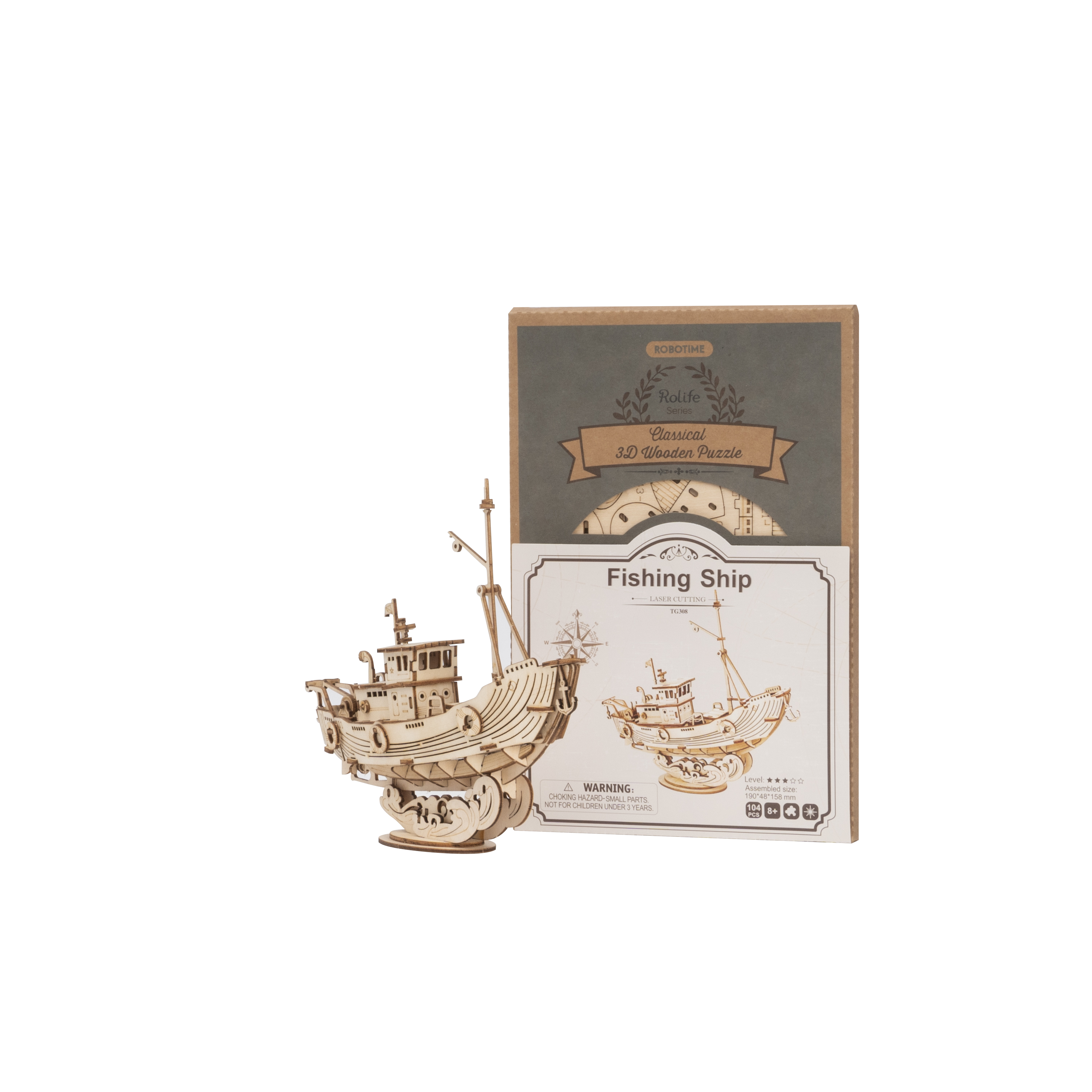 Robotime Rolife 3D Holzpuzzle Fischerboot Modell Nr. TG308 – Bild 2
