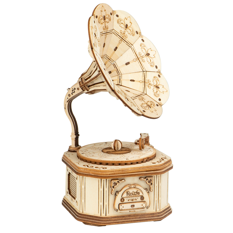 TG408.jpg Robotime Rolife 3D Holzpuzzle Gramophone Modell Nr. TG408 – Bild 1