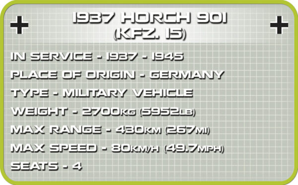Cobi 1937 Horch 901 (KFZ. 15) Historical Collection Modell Nr. 2405 – Bild 6