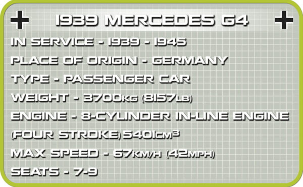 Cobi 1939 Mercedes G4 Historical Collection Modell Nr. 2409 – Bild 3