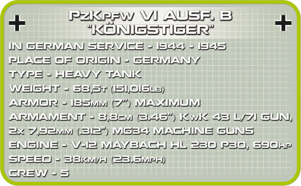 Cobi PzKPFW VI Ausf. B ''Königstiger'' Historical Collection Modell Nr. 2540 – Bild 13