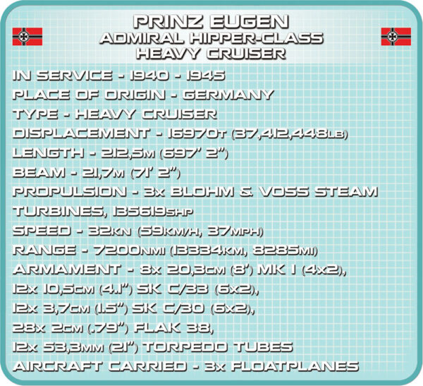 Cobi Prinz Eugen Heavy Cruiser Historical Collection Modell Nr.4823 – Bild 10