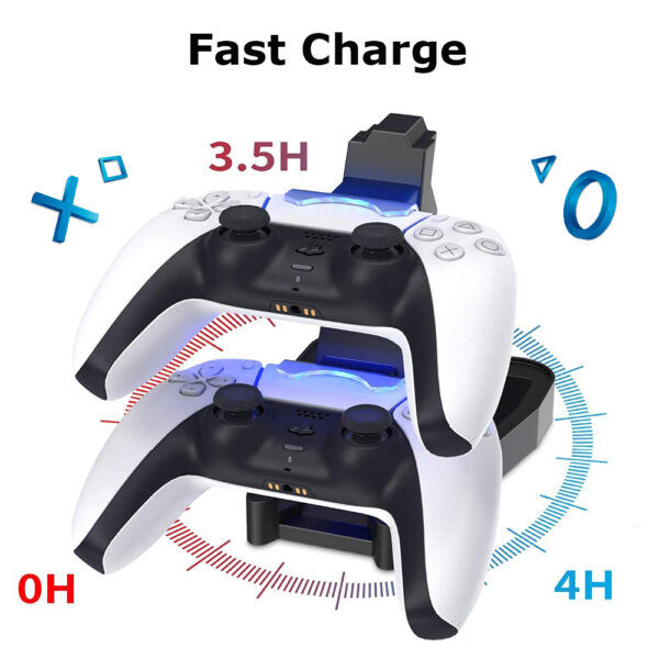 Twin Ladestation passend für PS5 Wireless Controller mit visueller LED Ladestandsanzeige – Bild 5