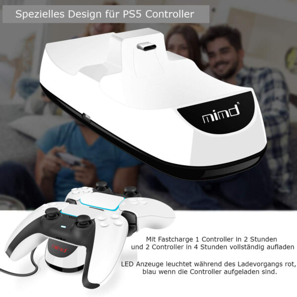 Dual Ladestation passend für PS5 Wireless Controller mit LED Ladestandsanzeige – Bild 5