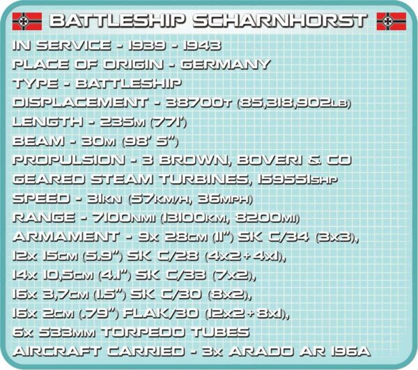 Cobi Battleship Scharnhorst Historical Collection Modell Nr. 4818 – Bild 14