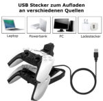 Twin Ladestation passend für PS5 Wireless Controller mit visueller LED Ladestandsanzeige – Bild 7