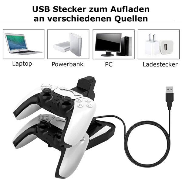 Twin Ladestation passend für PS5 Wireless Controller mit visueller LED Ladestandsanzeige – Bild 7