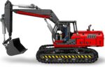Mould King 17033 Roter Ferngesteuerter Bagger mit 1828 Teile Technik , mit Motoren und Fernbedienung – Bild 2