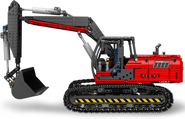 Mould King 17033 Roter Ferngesteuerter Bagger mit 1828 Teile Technik , mit Motoren und Fernbedienung – Bild 2