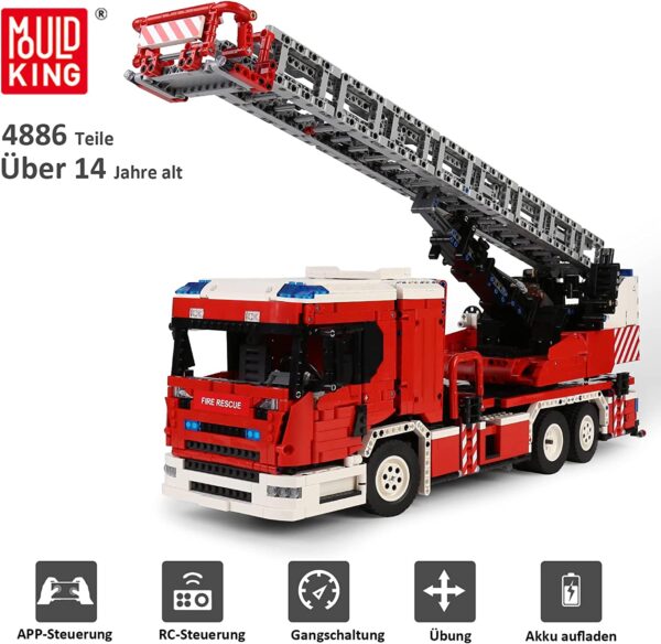 Mould King 17022 Technik Feuerwehrauto LKW Bausatz, 4886 Teile – Bild 4