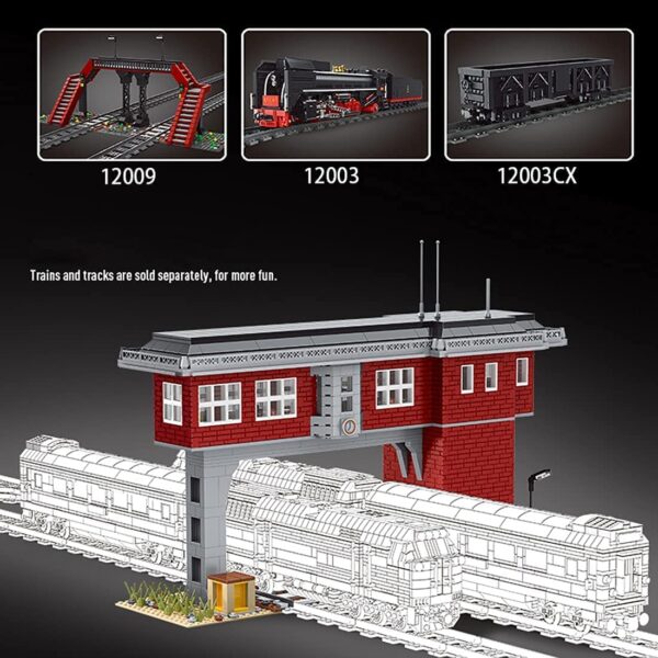 Mould king 12009 Zugbahn Signalturm World Railway Series Modellbausatz 1809 Teile – Bild 2