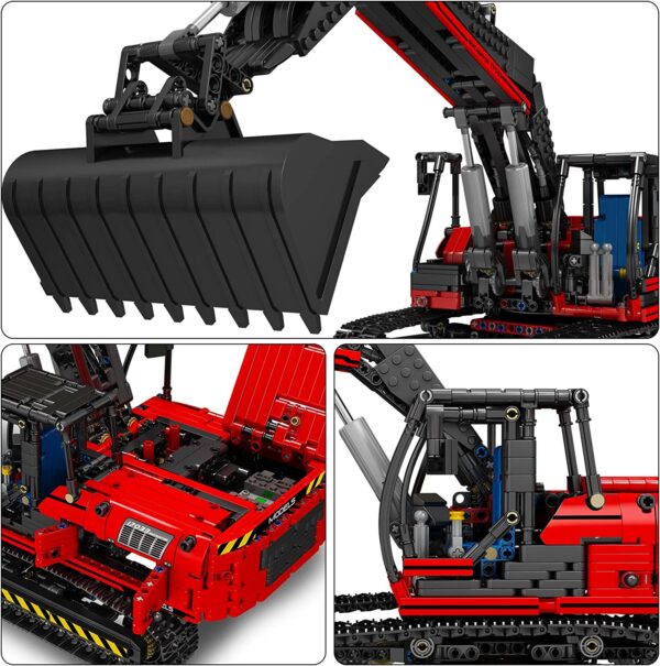 Mould King 17033 Roter Ferngesteuerter Bagger mit 1828 Teile Technik , mit Motoren und Fernbedienung – Bild 3