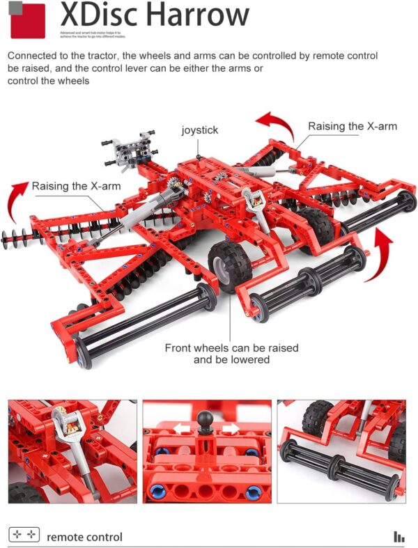 Mould King 17021 Technik Traktor Erweiterungspaket, 3098 Teile 4-in-1 Traktormodell Klemmbaustein – Bild 2