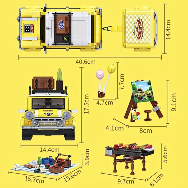 Forange Block FC1802 Camper mit Anhänger Bausatz 1546 Teile – Bild 5
