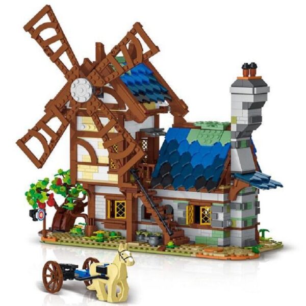 UrGe 50103 Mittelalterliche Stadt - Windmühle 1824 Teile OVP – Bild 6