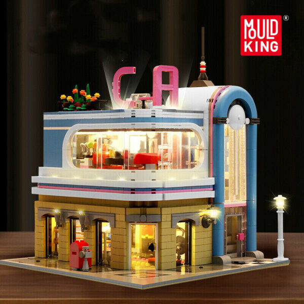 Mould King 16001 Klemmbausteine Architektur Restaurant Mit Licht 2078 Teile – Bild 4
