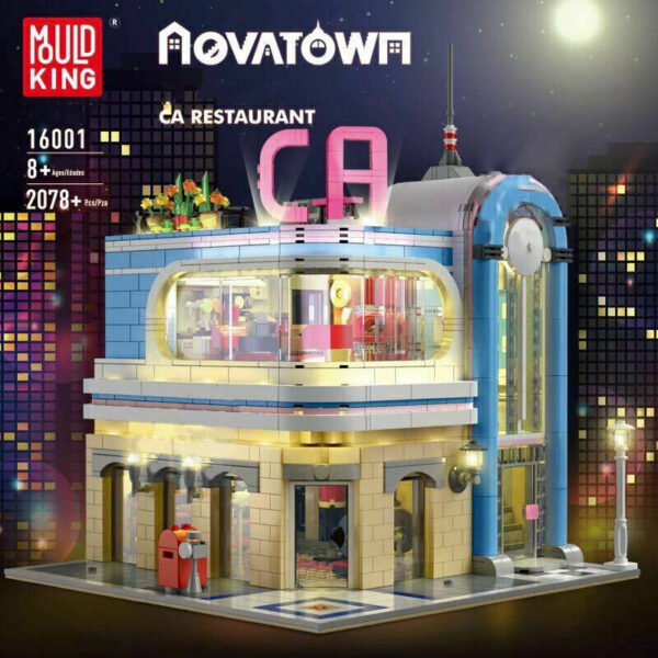Mould King 16001 Klemmbausteine Architektur Restaurant Mit Licht 2078 Teile – Bild 3