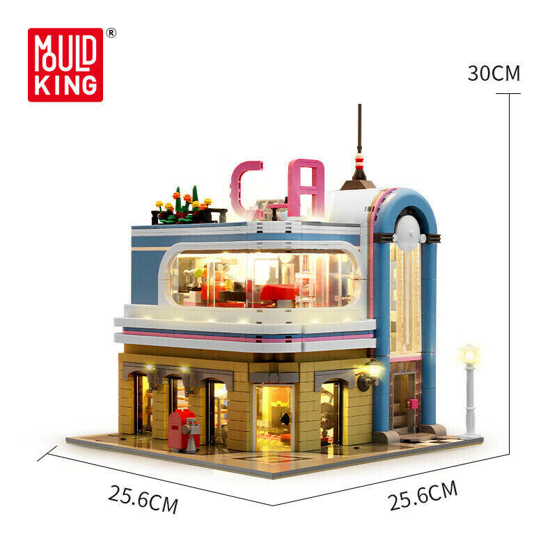 B5.jpg Mould King 16001 Klemmbausteine Architektur Restaurant Mit Licht 2078 Teile – Bild 1