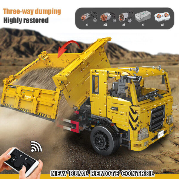 MOULD KING 17012 Transporter LKW THREE WAY DUMP TRUCK RC 3.206 Teile – Bild 3