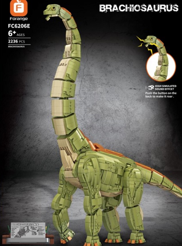 6206-1.jpg Forange Block FC6206 Dinosaurier+Sound Bausatz 2250 Teile OVP – Bild 1