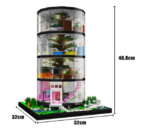 Mould King 16013 – Transparenter Urban Oasis Tower – Bild 3